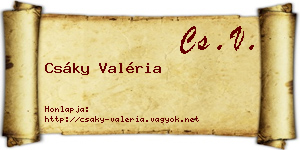 Csáky Valéria névjegykártya